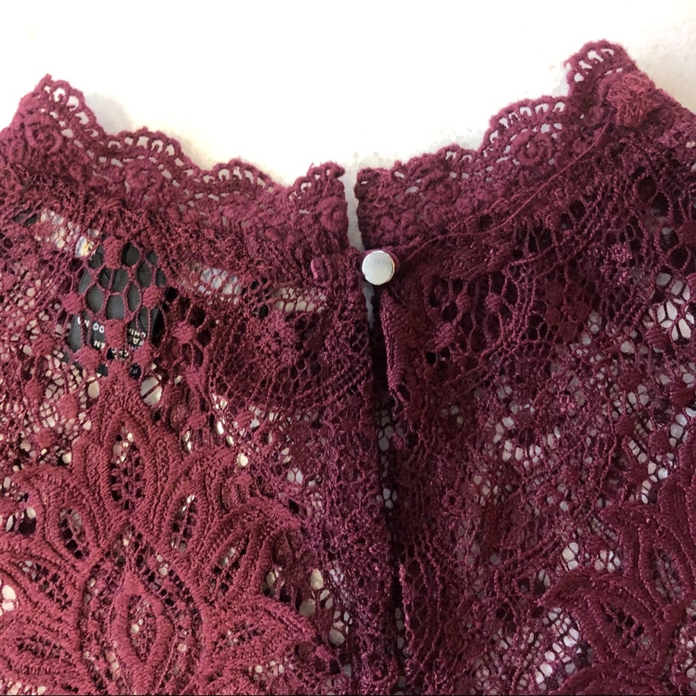 Lace Crop Shirt Maroon Colour Forever 21 - Picture 10 of 10